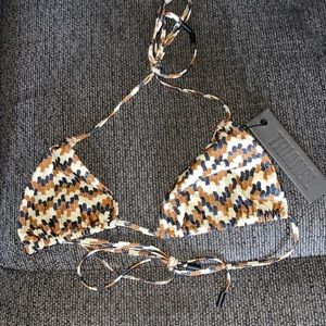 Triangle brown confetti swim top